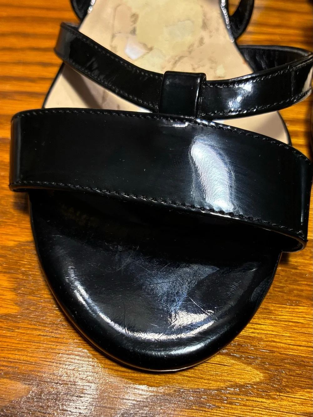 Cole Haan Black Patent Leather Strappy Wedge Sandals Size 6